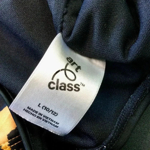 Art Class kids girls Size Large 10/12 One Piece Swimsuit Black Gold Animal Print - Picture 4 of 9